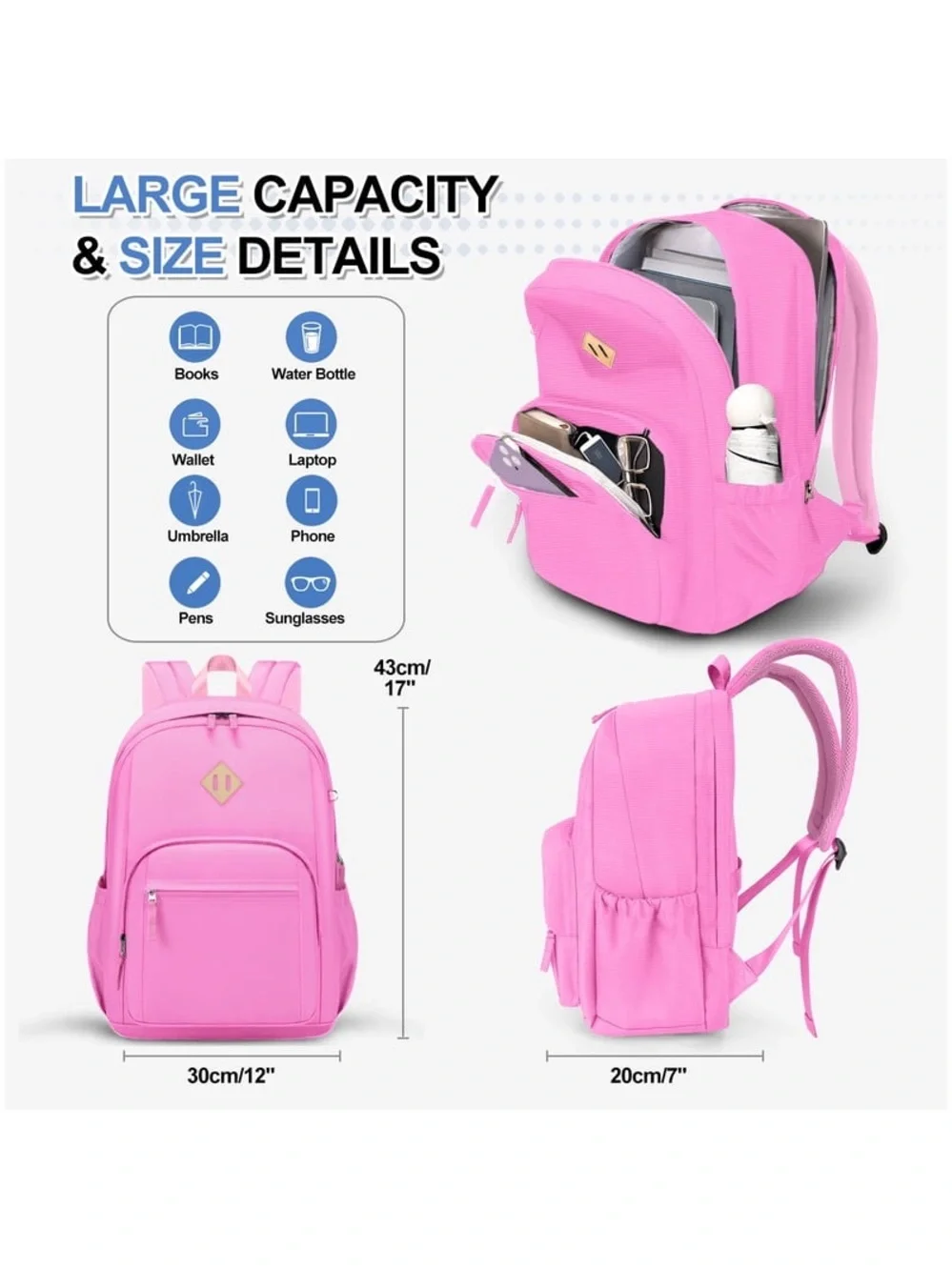 17-Inch Multi-Pocket School, Work, and Gym Backpack WQ4